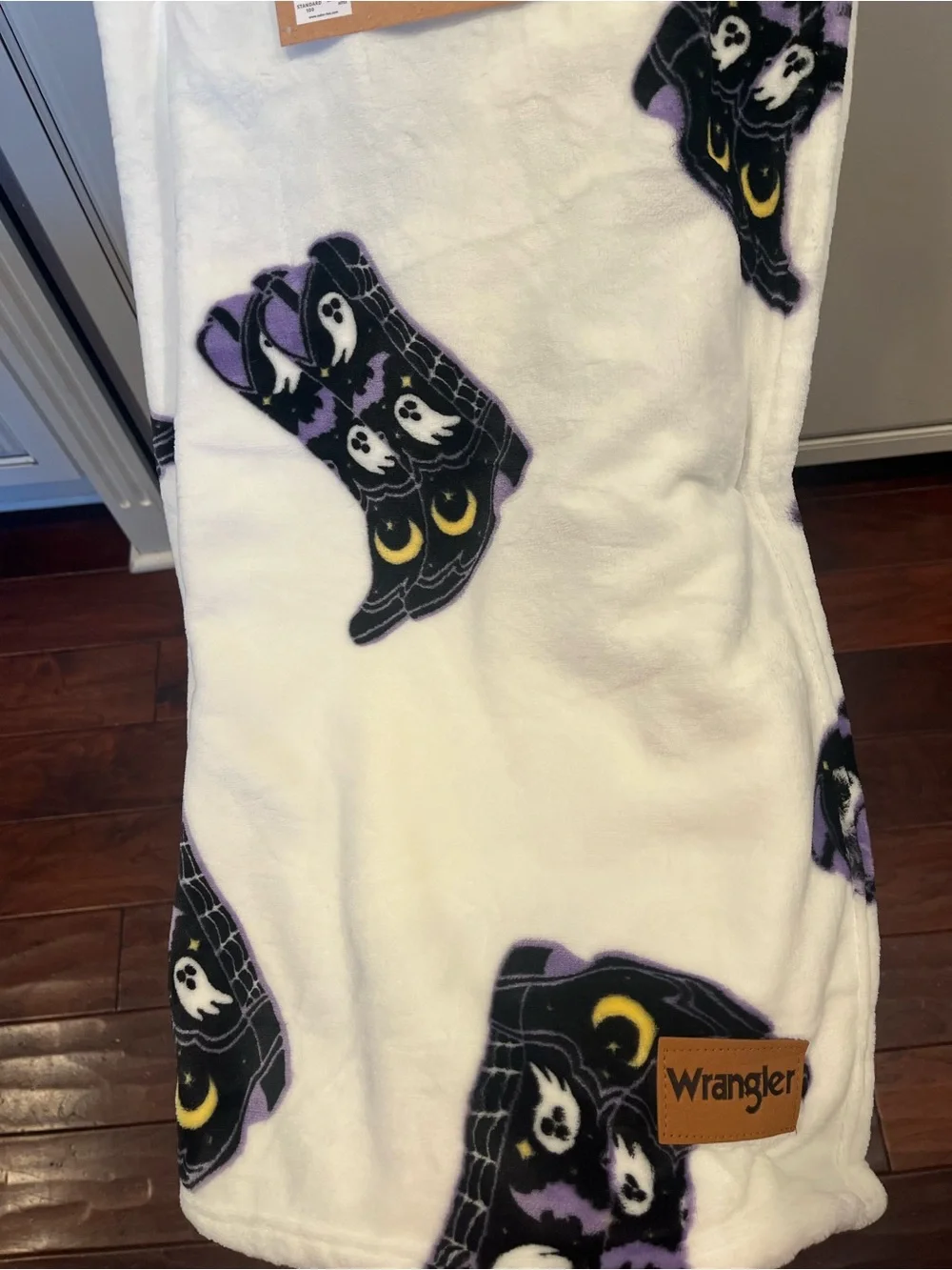 Wrangler Halloween Oversized Plush Throw Blanket- Ghosts. Cowboy Boots Moon